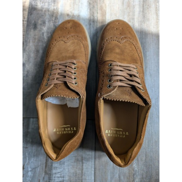 NWB Charles Tyrwhitt Suede Brogue Sneakers Tabacco Brown Men's US Size 9 NEW - Picture 2 of 5
